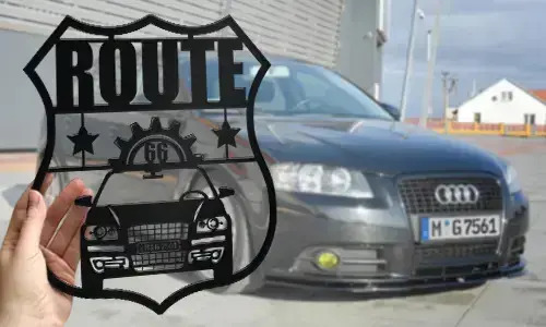 route 66 schilder Schwarz Gepulvert in der Hand blechschild route 66