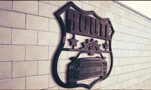 route 66 schilder Schwarz Gepulvert auf dem Wand usa straßenschild