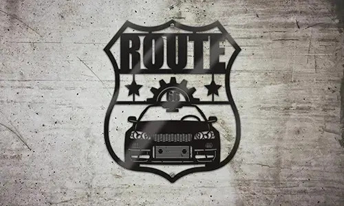 route 66 schilder Schwarz Gepulvert auf dem Wand blechschild route 66