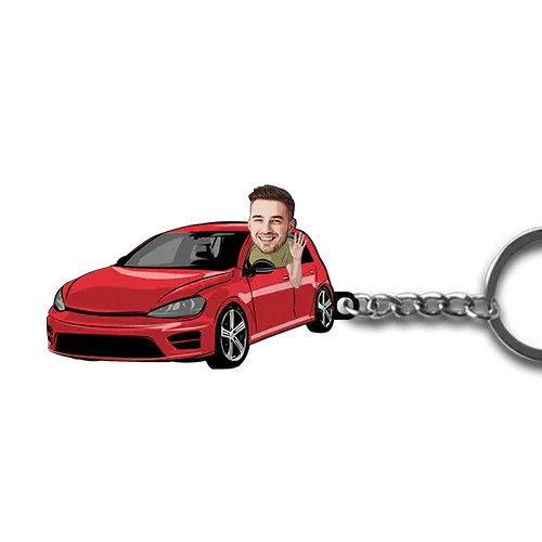 Llavero de coche estilo cómic personalizado con foto