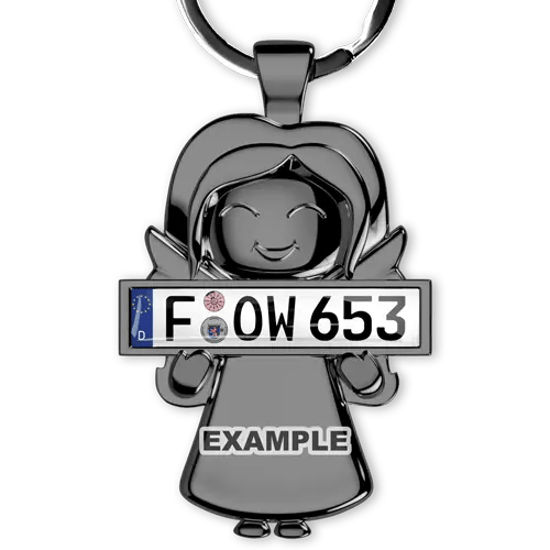 Llavero de ángel guardián con matrícula personalizada