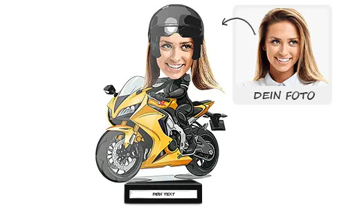 Decorazione fotografica come regalo per una motociclista