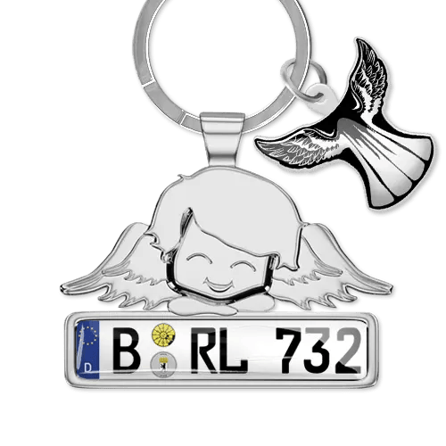 Llavero Ángel Con Matrícula Recubierto
