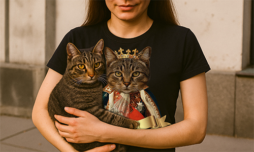 Galerie mit personalisierten T-Shirts Royal Portrait Hund und Katze 4