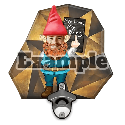 Personalizovaný nástěnný otvírák s zahradním trpaslíkem