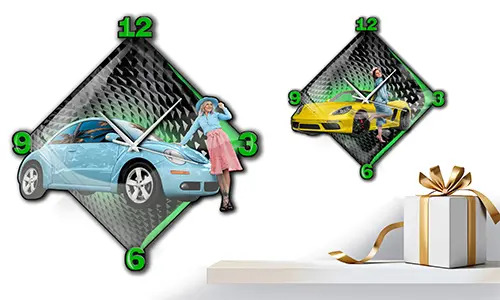 Reloj de pared moderno con coche/foto para ti