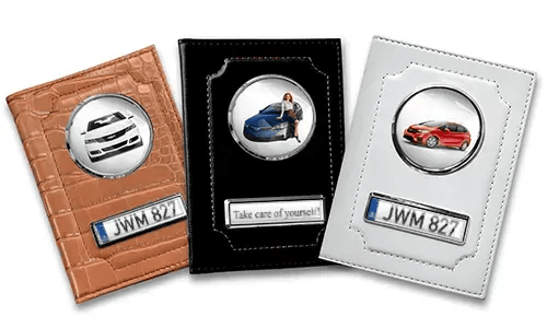 Standard car document holder with car/photo and license plate for your girlfriend