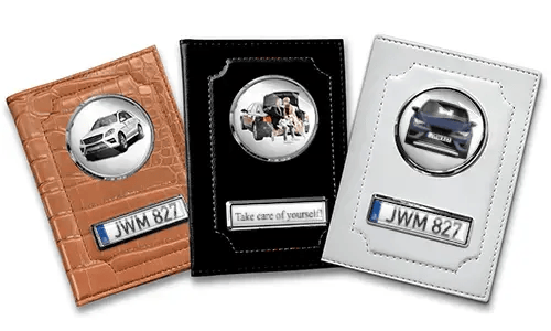 Standard car document holder with car/photo and license plate for couples