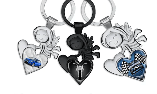 Guardian Angel Keychain Heart With Car