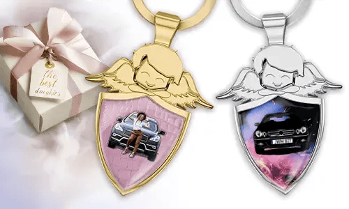 Personalisierter Schlüsselanhänger mit Engel als Geschenk für deine Tochter