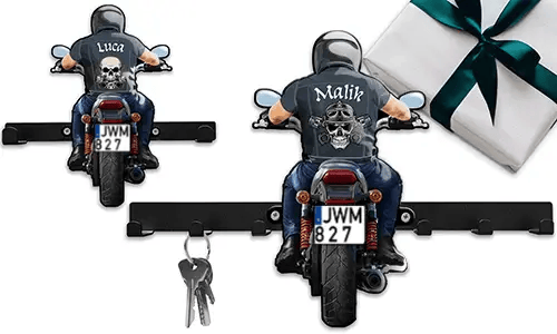 Unikalny uchwyt na klucze motocyklowe - imię i numer rejestracyjny twojego męża