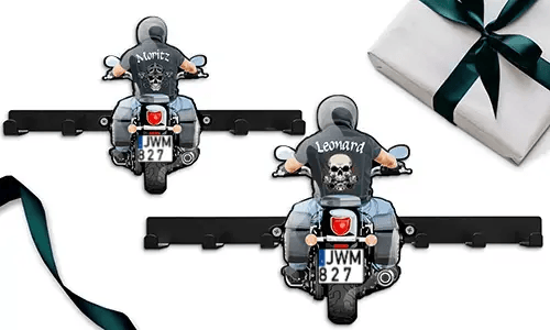 Najlepszy prezent dla ciebie - Motocyklowy uchwyt na klucze-ściana z twoim imieniem i numerem rejestracyjnym