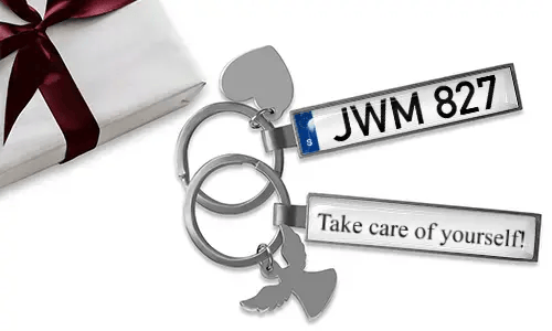 Custom keychain gift for sister with plate number and charm