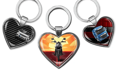 Hjerte nøkkelring med bil, personalisert