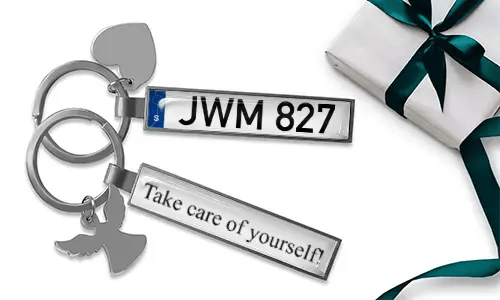 License plate keychain gift for husband with engraved message