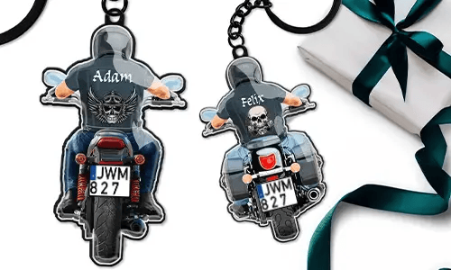 Personalisierter Motorrad-Schlüsselanhänger mit Name und Kennzeichen – Geschenk für deinen Bruder
