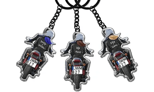 Porte-clés Couple de motards