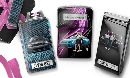 Zapalniczka Coolline z autem/zdjęciem i tablicą rejestracyjną dla twojej siostry