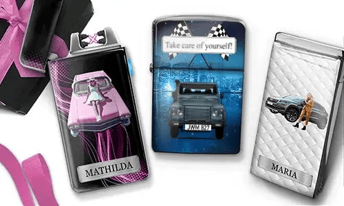 Briquet Coolline avec voiture/photo et plaque d'immatriculation pour vous-même