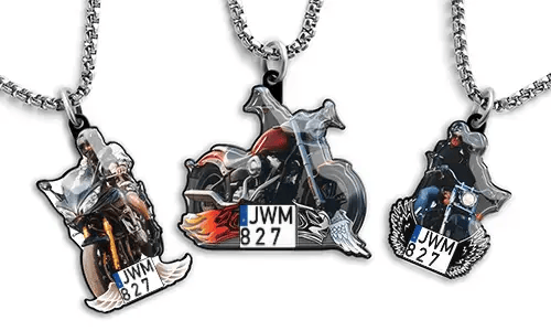 Collana con immagine di motocicletta