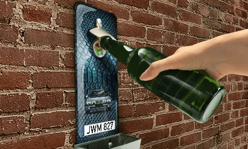 Abrebotellas de pared con atrapador de tapones