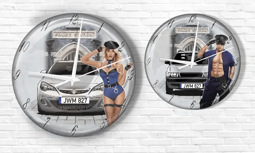 Reloj de pared diseño policial