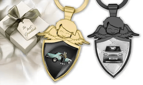 Personalised angel keychain shield - gift for your grandpa