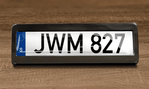 license plate magnet on the table
