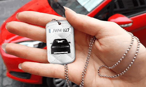 dog tags selbst gestalten mit Weiß Leder Hintergrund dog tag halskette