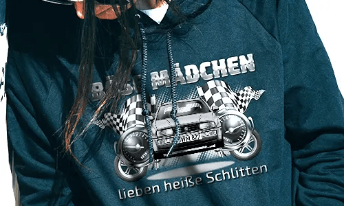 tuning pullover mit rotem Autofoto tuning hoodie