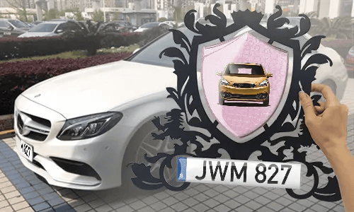 metallschild gestalten schwarz gepulvert mit Rosa Schlangenleder Hintergrund in der Hand personalisiertes metallschild