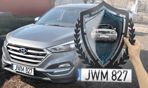 metallschild gestalten schwarz gepulvert mit Blaues Schlangenleder Hintergrund in der Hand accessoire garage