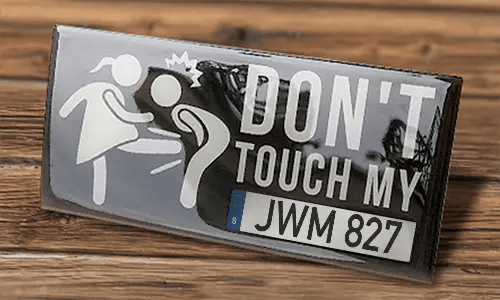 llicense plate sticker restangular on the table