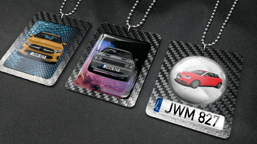 Spiegelkette Rechteck – Carbon