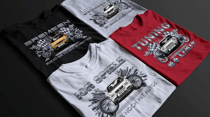 shirt tuning in vier verschiedenen Farben t shirt tuning