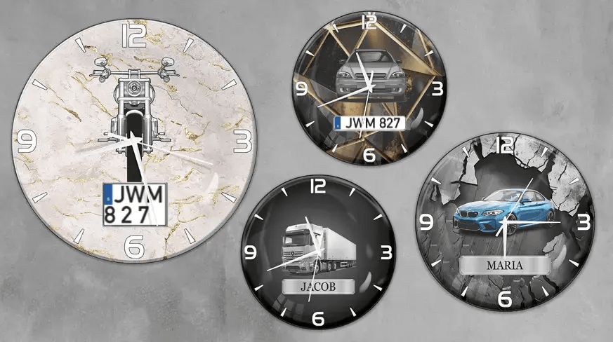 gallery-wall-clock-car-truck-motorcycle-license-plate-3